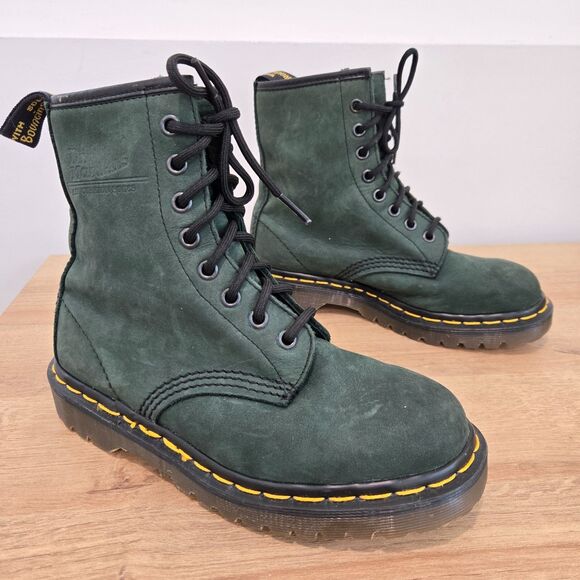 Dr. Martens 1460 Boots 6 eye England Combat UK Sz 3 US Womens 5 Green Leather - Picture 2 of 11
